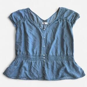 SONOMA Women XL Peplum Top Casual Denim Style Blue